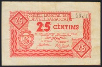 CASTELLSARROCA (TARRAGONA). 25 Céntimos. (1937ca). (González: 7503). BC.