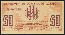 CORNELLA DE LLOBREGAT (BARCELONA). 50 Céntimos. 20 de Mayo de 1937. (González: 7685).