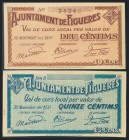 FIGUERAS (GERONA). 10 Céntimos y 15 Céntimos. Marzo de 1937. (González: 7852/53). SC.