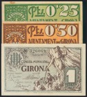 GERONA. Serie completa del 25 Céntimos, 50 Céntimos y 1 Peseta. 1937. (González: 8030/32).