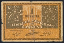 MANRESA (BARCELONA). 1 Peseta. (1937ca). Serie B. BC-.
