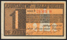 PALAFRUFELL (GERONA). 1 Peseta. Enero de 1937. (González: 9074). MBC.