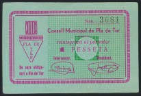 PLA DE TER (GERONA). 1 Peseta. (1937ca). (González: 9260). EBC.