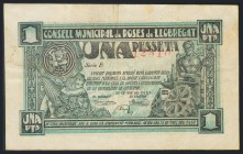 ROSES DE LLOBREGAT (BARCELONA). 1 Peseta. 20 de Mayo de 1937. (González: 9753). BC.