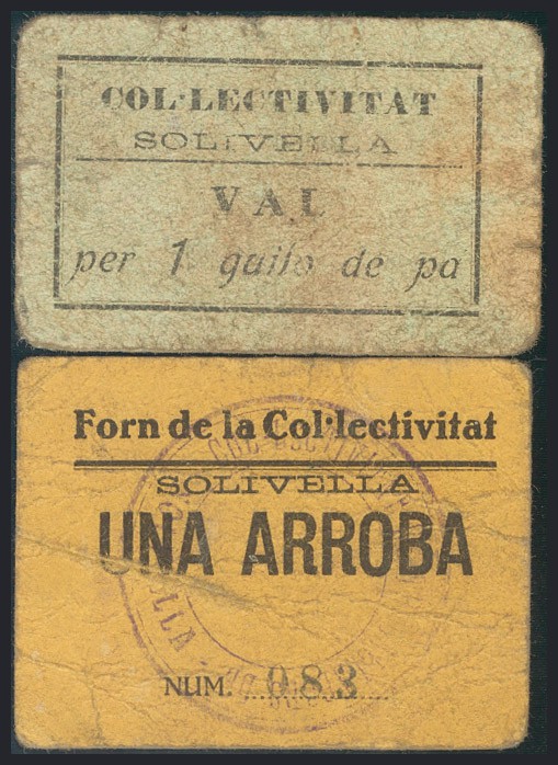 SOLIVELLA (TARRAGONA). Conjunto de 2 vales de la Collectivitat de Solivella. Inu...