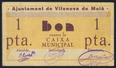 VILANOVA DE MEIA (LERIDA). 1 Peseta. 12 de Septiembre de 1937. (González: 10817). BC.
