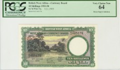 AFRICA BRITANICA OCCIDENTAL. 10 Shillings. 12 de Enero de 1955. (Pick: 9a). Raro. Encapsulado PCGS64. SC.