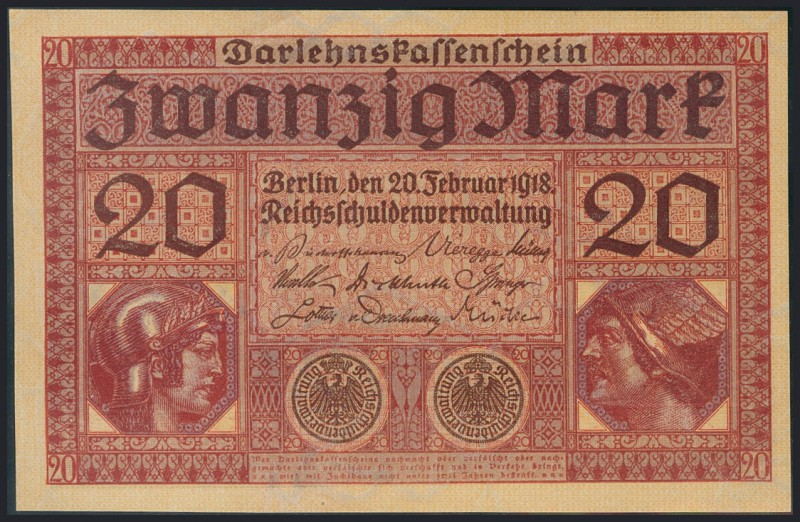 ALEMANIA. 20 Mark. Berlín. 20 Febrero 1918 y 1 Reichsmark. 1942. Wehrmacht Ausga...