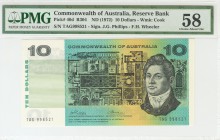 AUSTRALIA. 10 Dólares. 1972. Serie TAG. (Pick: 40d). Los billetes emitidos bajo esta combinación de firmas son los últimos en los que aparece la denom...
