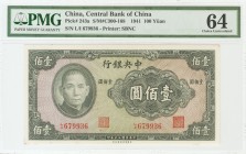 CHINA. 100 Yuan. 1936. Serie LI. (Pick: 243a). Encapsulado PMG64.