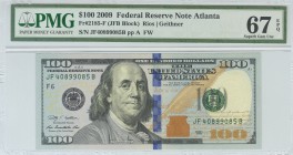 ESTADOS UNIDOS. 100 Dólares. 2009. Federal Reserve Note Atlanta. (Fr.: 2185-F). Encapsulado PMG67EPQ. SC.