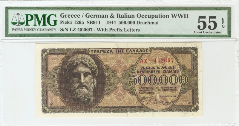 GRECIA. 500000 Dracmas. 1944. (Pick: 126a). Emitido durante la ocupación Germano...