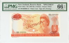 NUEVA ZELANDA. 10 Dólares. 1967. "Specimen". (Pick: 165as). Encapsulado PMG66EPQ. SC.
