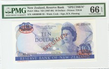 NUEVA ZELANDA. 10 Dólares. 1967. "Specimen". (Pick: 166as). Encapsulado PMG66EPQ. SC.