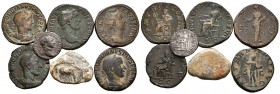 IMPERIO ROMANO. Lote compuesto por 7 monedas. Conteniendo un Sestercio de Antonino Pio, Sestercio de Faustina Madre, Sestercios de Gordiano III (3), D...
