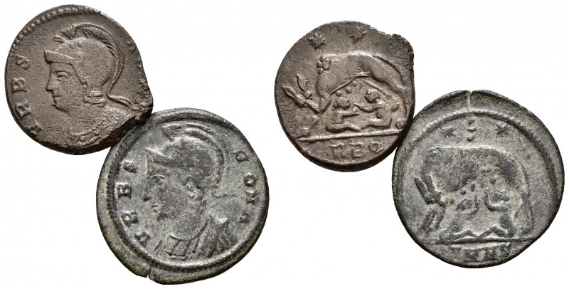 IMPERIO ROMANO. Lote compuesto por 2 follis de Urbs Roma. Conteniendo las cecas ...