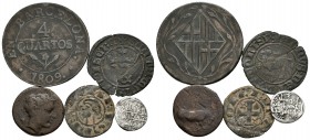 EPOCA MEDIEVAL y MONARQUIA ESPAÑOLA. Lote compuesto por 5 monedas. Conteniendo: Ae. Sicilia. Gela 475 a.C. Onkia; Alí Ibn Yusuf con Tashfin. Quirate a...