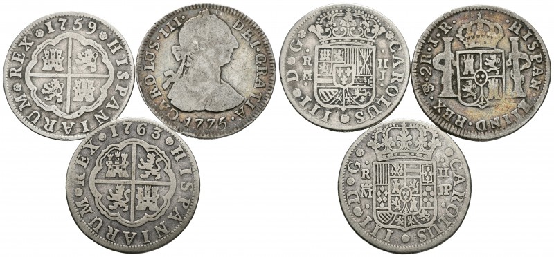 MONARQUIA ESPAÑOLA. Lote compuesto por 3 monedas de 2 Reales de Carlos III, cont...