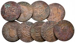MONARQUIA ESPAÑOLA. Lote compuesto por 9 monedas de 12 Dineros 1812 Mallorca de Fernando VII. Ae. BC/MBC-. A EXAMINAR.