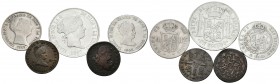 CARLOS IV e ISABEL II. Lote compuesto por 5 monedas. Conteniendo: Carlos IV. 2 Maravedís. 1789. Segovia. (Cuño empastado en la S dando lugar a la leye...