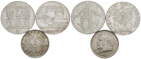 AUSTRIA. Lote compuesto por 3 monedas de Plata. Conteniendo: 2 Schilling 1928; 100 Schilling 1976. Olimpiadas de Invierno y 100 Schilling 1979. Ar. MB...