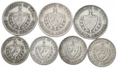 CUBA. Lote compuesto por 7 monedas de plata, conteniendo: 20 Centavos 1915, 1916, 1948 y 1949; 40 Centavos 1915, 1916 y 1920. Ar. BC+/MBC+. A EXAMINAR...