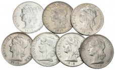 PORTUGAL. Lote compuesto por 7 monedas de 50 Centavos: 1912, 1913 (4), 1914 y 1916. Alguna con brillo original y bonitas pátinas. Ar. MBC/MBC+. A EXAM...