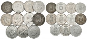 PORTUGAL. Lote compuesto por 11 monedas de plata de Carlos I, conteniendo: 500 Reis 1891 (4), 1892, 1896 (4), 1907 y 1908. Ar. BC+/MBC+. A EXAMINAR.
