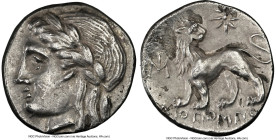 IONIA. Miletus. Ca. 4th-3rd centuries BC. AR drachm (15mm, 3.41 gm, 11h). NGC Choice XF 5/5 - 3/5. Diopompus, magistrate. Laureate head of Apollo left...