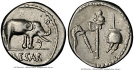 Julius Caesar, as Dictator (49-44 BC). AR denarius (17mm, 3.86 gm, 8h). NGC Choice VF 4/5 - 4/5. Military mint traveling with Caesar in northern Italy...