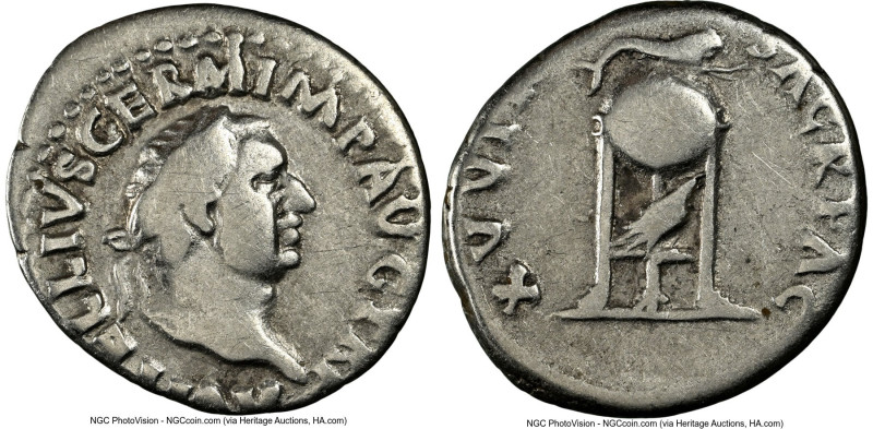 Vitellius (late April-20 December AD 69). AR denarius (18mm, 5h). NGC Fine. Rome...