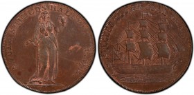 Durham, South Shields copper 1/2 Penny Token 1794 MS63 Brown PCGS, D&H-4. 9.43gm. Edge: PAYABLE AT SOUTH SHIELDS AND LONDON . X X . Figure of Faith st...