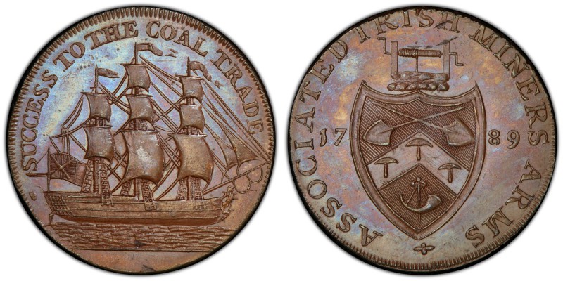 Durham, South Shields copper 1/2 Penny Token 1789 MS65 Brown PCGS, D&H-7. SUCCES...