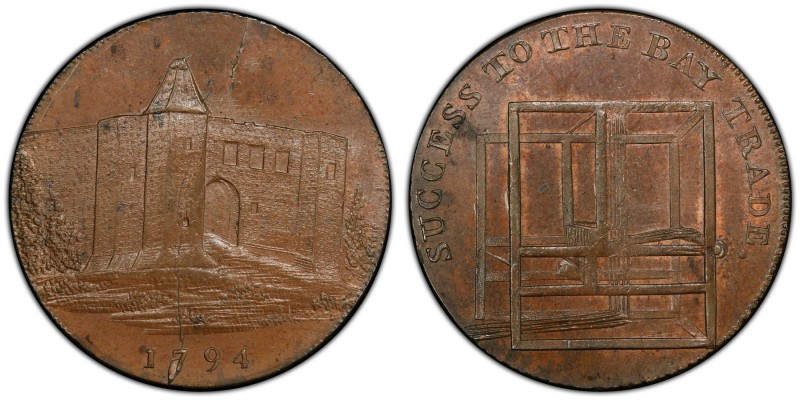 Essex, Warley copper 1/2 Penny Token 1794 MS64 Brown PCGS, D&H-9. Edge: PAYABLE ...