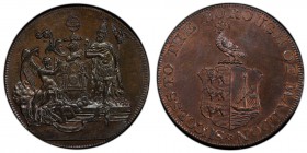 Essex, Maldon copper 1/2 Penny Token ND (18th Century) MS64 Brown PCGS, D&H-35, Conder p.34, 8, Pye p.36, 7, Virt p.43, Atkins p.29, 34. dge: PAYABLE ...
