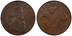 Essex, Warley copper 1/2 Penny Token 1794 AU58 Brown PCGS, D&H-36. GEORGE PRINCE OF WALES. Bust right / HALFPENNY / ICH DIEN. Prince of Wales crest an...