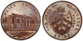 Gloucestershire, Gloucester copper Penny Token 1797 MS64 Brown PCGS, D&H-8. White Friars / Arms. Includes original collector's ticket.

HID09801242017