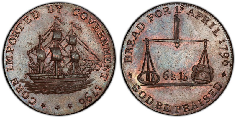 Gloucestershire, Badminton copper 1/2 Penny Token 1796 MS64 Brown PCGS, D&H-37. ...