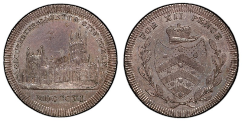 Gloucestershire, Gloucester silver Shilling Token 1811 MS63 PCGS, Dalton-5. Edge...
