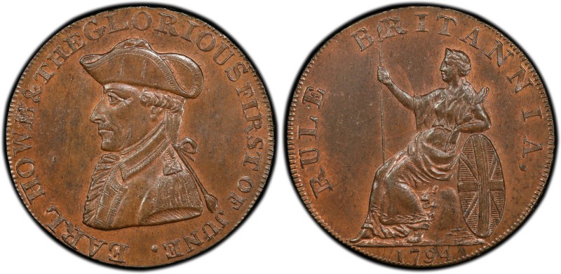 Hampshire copper Token 1794 MS64 Brown PCGS, D&H-13. Edge: PAYABLE AT LONDON LIV...