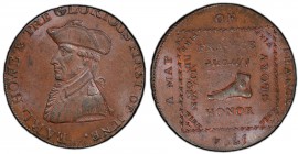 Hampshire, Emsworth copper 1/2 Penny Token 1794 MS63 Brown PCGS, D&H-18. EARL HOWE & THE GLORIOUS FIRST OF JUNE around, Bust of Earl Howe left / Foot....