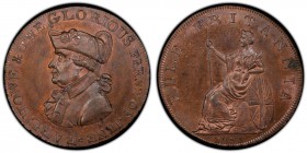 Hampshire, Emsworth copper 1/2 Penny Token 1795 MS64 Red and Brown PCGS, D&H-23. EARL HOWE & THE GLORIOUS FIRST OF JUNE. Uniformed bust of Earl Richar...
