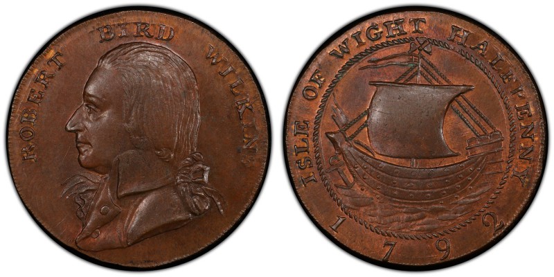 Hampshire, Newport copper 1/2 Penny Token 1792 MS64 Brown PCGS, D&H-46. Edge: PA...