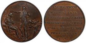 Hampshire, Portsmouth copper 1/2 Penny Token 1797 AU55 Brown PCGS, D&H-64. Neptune standing placing a laurel wreath on the head of a man sitting upon ...