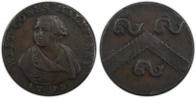 Hampshire, Portsmouth copper 1/2 Penny Token 1798 XF40 Brown PCGS, D&H-94. WEST COWES HALFPENNY. Bust left / Coat of arms

HID09801242017