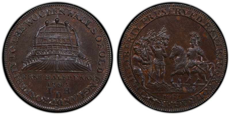 Kent, Deptford copper 1/2 Penny Token 1795 MS63 Brown PCGS, D&H-13a. Kentish men...