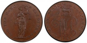 Kent, Dimchurch copper 1/2 Penny Token 1794 MS64+ Brown PCGS, D&H-15. Cypher W.P. below lamb, ROMNEY MARSH HALFPENNY. 1794 around / Figure of Justice ...