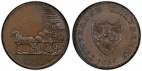 Kent, Tenterden copper 1/2 Penny Token 1796 MS62 Brown PCGS, D&H-42. Edge: PAYABLE AT I & C CLOAKES BREW HOUSE . X X . TO CHEER OUR HEARTS. Horse and ...