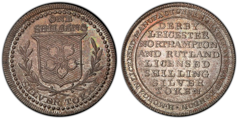 Leicestershire silver Shilling ND (c. 1810) MS63 PCGS, Dalton-1. ONE SHILLING SI...