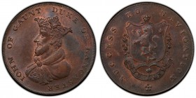 Lincolnshire, Sleaford copper 1/2 Penny Token ND (18th Century) MS63 Brown PCGS, D&H-3b. IOHN OF GAUNT, DUKE OF LANCASTER. Crowned bust left / SUCCESS...